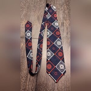 Vintage Wemlon by Wembley Mens Navy White & Red Retro Tie